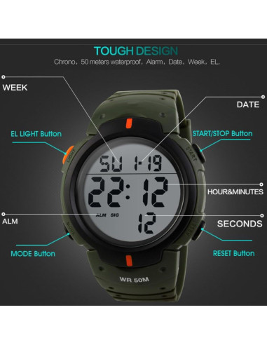 Reloj Deportivo CakCity CK1068-SL LED Impermeable para Hombres