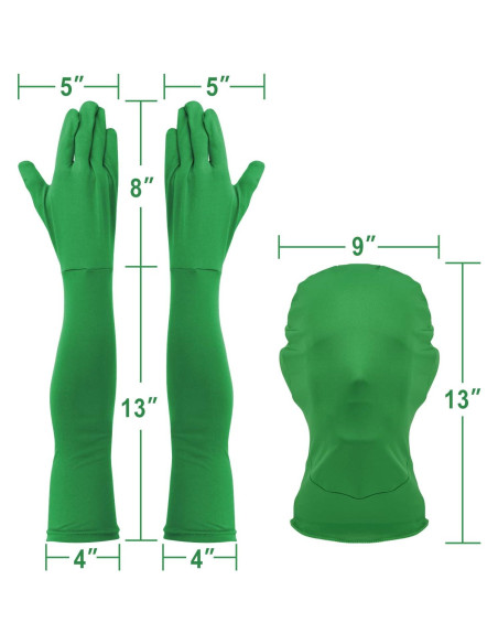 Guantes y Capucha Chroma Key Cosmos para Video Verde Guantes y Capucha Chroma Key Cosmos para Video Verde