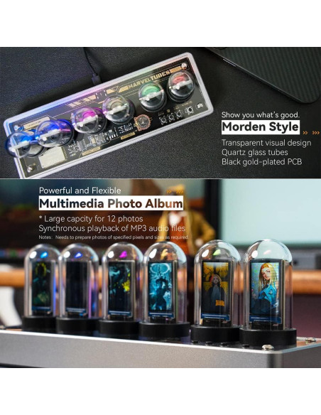 Reloj de Tubo Nixie Aventureros IPS PRO 6 Bits RGB Reloj de Tubo Nixie Aventureros IPS PRO 6 Bits RGB