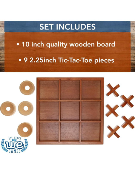 Juego de Mesa Tres en Raya de Madera WE Games 10 Piezas Juego de Mesa Tres en Raya de Madera WE Games 10 Piezas