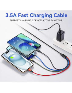 Cable de Carga Múltiple Minlu 4 en 1 3.5A 1.2m Negro 2