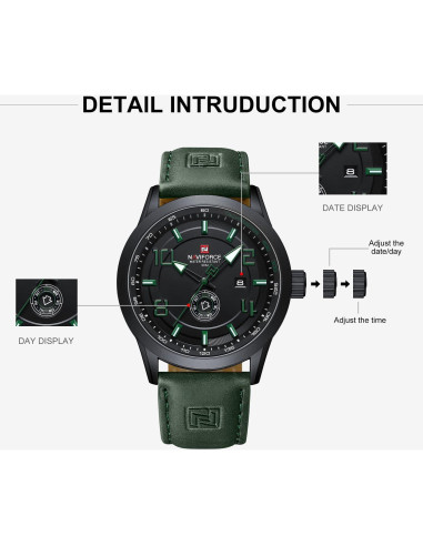 Reloj Deportivo NAVIFORCE NF9229 Correa de Cuero Verde