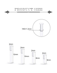 Pendientes Transparentes 16g Ovxznts - 16 Piezas para Piercing 2