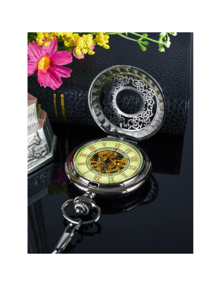 Reloj de bolsillo mecánico BOSHIYA vintage con cadena Reloj de bolsillo mecánico BOSHIYA vintage con cadena