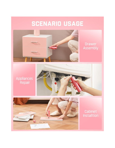 Destornillador Inalámbrico Fanttik NEX S1 Rosa 320 RPM