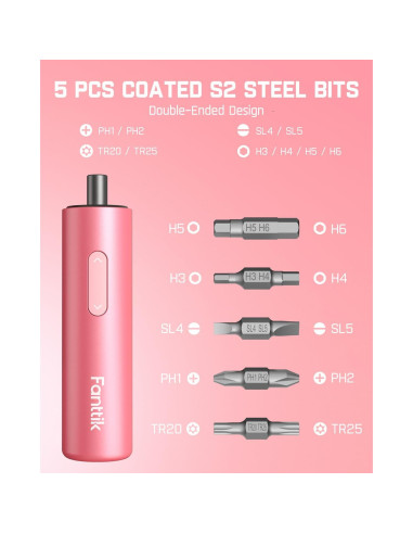 Destornillador Inalámbrico Fanttik NEX S1 Rosa 320 RPM