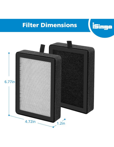 Paquete de 4 filtros H13 True HEPA iSingo para LEVOIT LV-H128