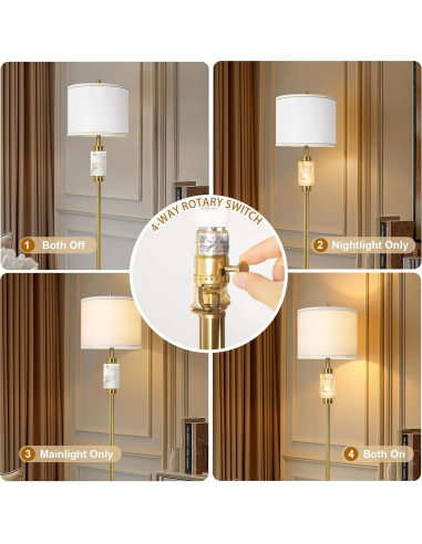 Lámpara de Piso KIVDITZO de Alabastro Natural 157 cm Dorada