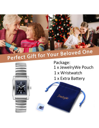 Reloj de Pulsera JewelryWe Cuadrado Plata para Mujeres