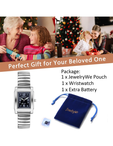 Reloj de Pulsera JewelryWe Cuadrado Plata para Mujeres Reloj de Pulsera JewelryWe Cuadrado Plata para Mujeres