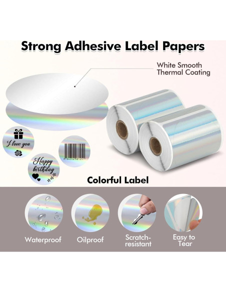 2 Rollos de Papel de Etiquetas Térmicas Redondas QYCHHJ 5,08 cm 2 Rollos de Papel de Etiquetas Térmicas Redondas QYCHHJ 5,08 cm