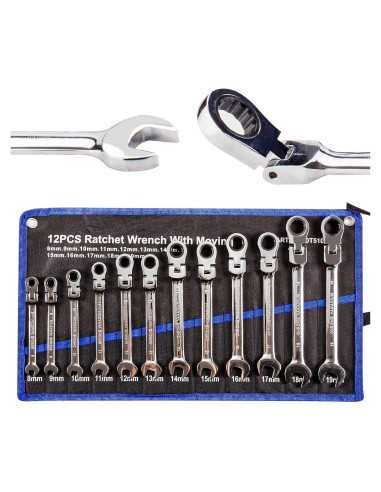 Juego de Llaves de Carraca TR TOOLROCK 12pcs 8-19mm Flexibles