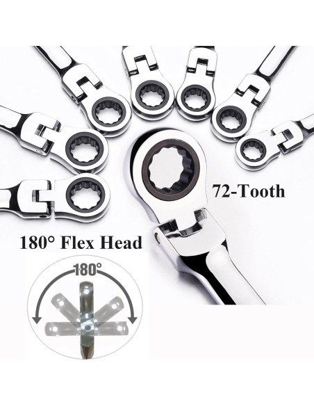 Juego de Llaves de Carraca TR TOOLROCK 12pcs 8-19mm Flexibles Juego de Llaves de Carraca TR TOOLROCK 12pcs 8-19mm Flexibles