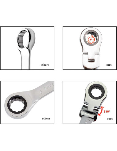 Juego de Llaves de Carraca TR TOOLROCK 12pcs 8-19mm Flexibles