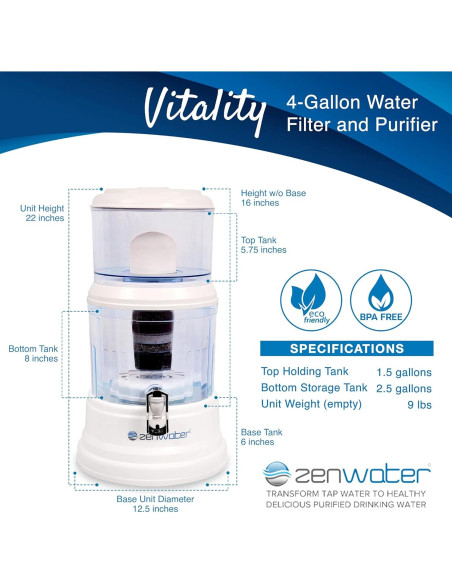 Filtro de Agua Zen Water 4 Galones - Purificador Alcalino Filtro de Agua Zen Water 4 Galones - Purificador Alcalino