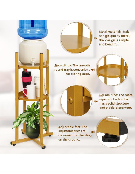 Soporte para Dispensador de Agua Retyion 2 Niveles Oro Soporte para Dispensador de Agua Retyion 2 Niveles Oro