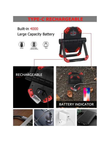 Luz de Trabajo LED Recargable Luxallus 2500LM 12H IPX4 Luz de Trabajo LED Recargable Luxallus 2500LM 12H IPX4