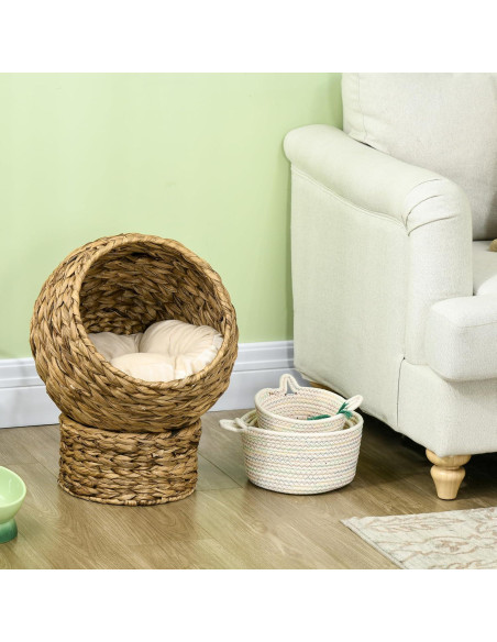 Cama Elevada para Gatos PawHut con Cojín Suave 52 cm Cama Elevada para Gatos PawHut con Cojín Suave 52 cm