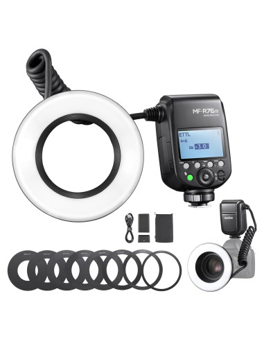 Flash Macro de Anillo GODOX MF-R76N para Nikon TTL 76Ws