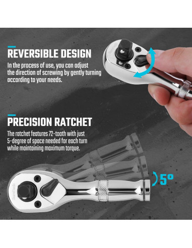 Juego de Llaves de Carraca Stubby DURATECH 3 en 1 72 Dientes