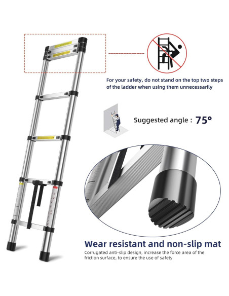 Escalera Telescópica MGENLONG 2 m Plegable Ligera 150 kg Escalera Telescópica MGENLONG 2 m Plegable Ligera 150 kg