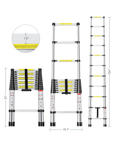 Escalera Telescópica GCCSJ 3.20m Aluminio 150kg Plegable 2