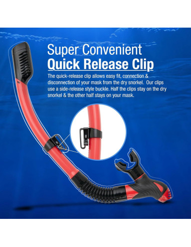 Snorkel Seco Kraken Aquatics KA101 Rojo con Válvula de Purga