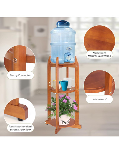 Soporte de Agua LASIDO 5 Galones Madera Natural 3 Estantes