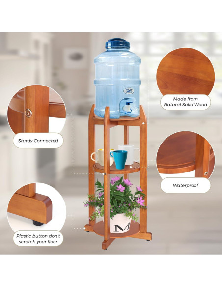 Soporte de Agua LASIDO 5 Galones Madera Natural 3 Estantes Soporte de Agua LASIDO 5 Galones Madera Natural 3 Estantes