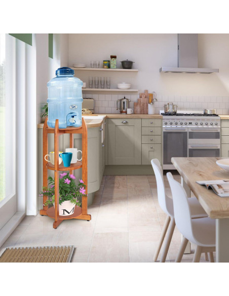 Soporte de Agua LASIDO 5 Galones Madera Natural 3 Estantes Soporte de Agua LASIDO 5 Galones Madera Natural 3 Estantes