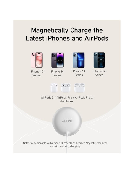 Cargador Inalámbrico Anker MagGo 15W para iPhone 16 Cargador Inalámbrico Anker MagGo 15W para iPhone 16