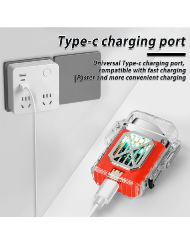 Encendedor Eléctrico TIKIUKI Naranja a Prueba de Viento