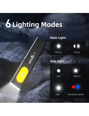 Linterna LED WARSUN T7 675LM Recargable USB-C IPX4