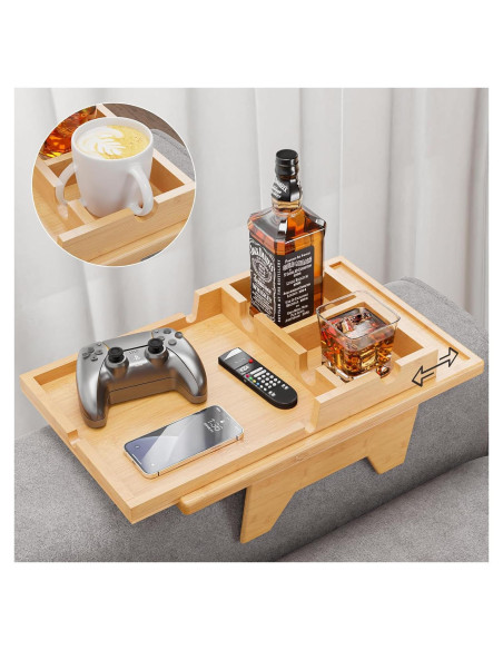 Soporte para Taza de Sofá Bestjing 2 en 1 Bambú Antideslizante Soporte para Taza de Sofá Bestjing 2 en 1 Bambú Antideslizante