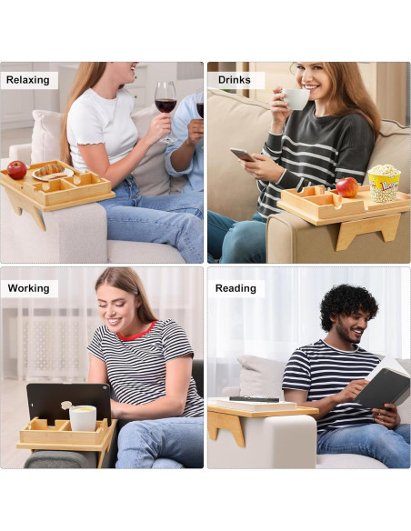 Soporte para Taza de Sofá Bestjing 2 en 1 Bambú Antideslizante Soporte para Taza de Sofá Bestjing 2 en 1 Bambú Antideslizante