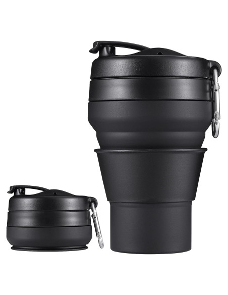 Taza Plegable EASYXQ 600ml Silicona Camping Negra Taza Plegable EASYXQ 600ml Silicona Camping Negra