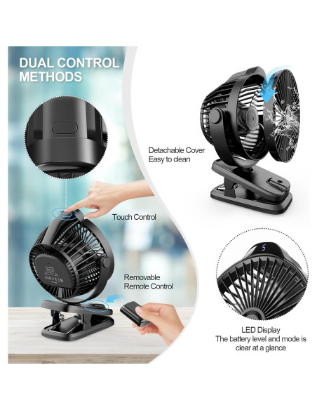 Ventilador Clip TRILINK 5" Recargable 8000mAh 5 Velocidades Ventilador Clip TRILINK 5" Recargable 8000mAh 5 Velocidades