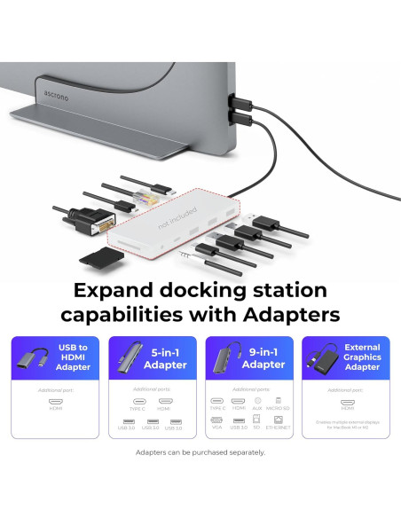 Dock Ascrono para MacBook Pro 14" - Conexión Dual Thunderbolt Dock Ascrono para MacBook Pro 14" - Conexión Dual Thunderbolt