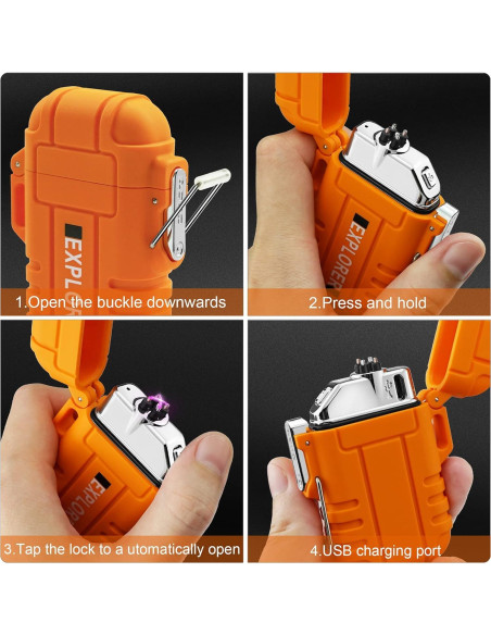 Encendedor Lafagiet F13 Naranja a Prueba de Agua USB Encendedor Lafagiet F13 Naranja a Prueba de Agua USB