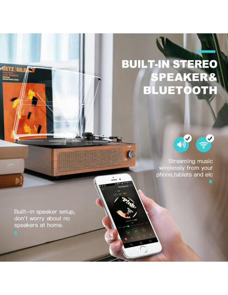 Reproductor de Vinilo Seasonlife R608 Marrón 3 Velocidades Bluetooth Reproductor de Vinilo Seasonlife R608 Marrón 3 Velocidades Bluetooth