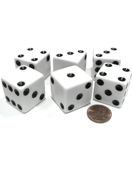 Juego de 6 Dados D6 Grandes 25mm Blancos Koplow Games Juego de 6 Dados D6 Grandes 25mm Blancos Koplow Games