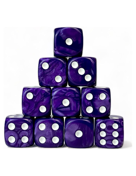 Luck Lab Paquete de 10 Dados D6 Acrílicos 16 mm Perla Púrpura Luck Lab Paquete de 10 Dados D6 Acrílicos 16 mm Perla Púrpura