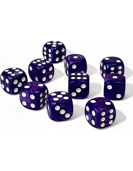 Luck Lab Paquete de 10 Dados D6 Acrílicos 16 mm Perla Púrpura Luck Lab Paquete de 10 Dados D6 Acrílicos 16 mm Perla Púrpura
