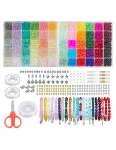 Kit de cuentas de vidrio BeadRiver 6mm 3385 piezas 60 colores