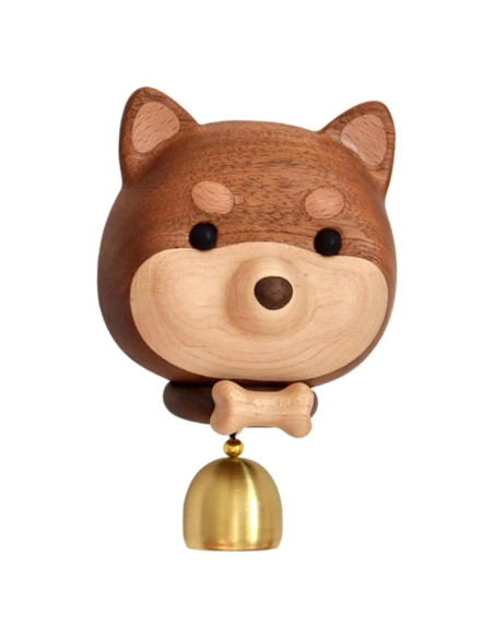 Campana de Puerta WoodyBeing Perro Shiba de Madera y Latón Campana de Puerta WoodyBeing Perro Shiba de Madera y Latón