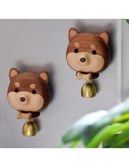 Campana de Puerta WoodyBeing Perro Shiba de Madera y Latón Campana de Puerta WoodyBeing Perro Shiba de Madera y Latón