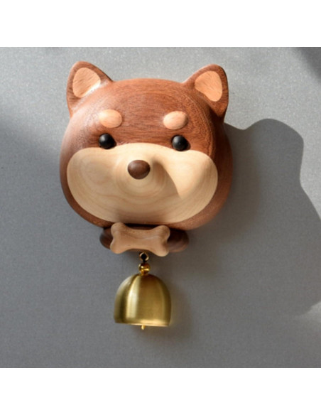 Campana de Puerta WoodyBeing Perro Shiba de Madera y Latón Campana de Puerta WoodyBeing Perro Shiba de Madera y Latón