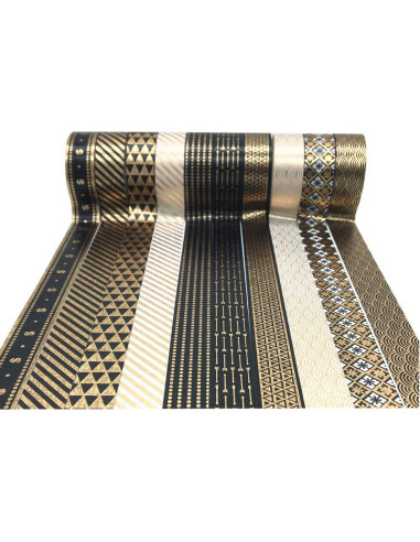 Conjunto de Cinta Washi VIVIQUEN 10 Rollos 15mm Negro y Dorado