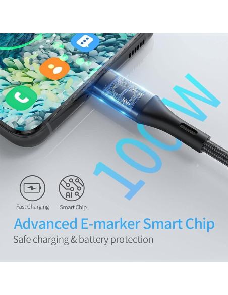 Cable BoxWave USB-C a USB-C 3,05m 100W para Mileseey P200 Cable BoxWave USB-C a USB-C 3,05m 100W para Mileseey P200