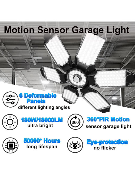 Luz de Garaje LED ELIVERN DL03-005 180W 18000LM Sensor Movimiento Luz de Garaje LED ELIVERN DL03-005 180W 18000LM Sensor Movimiento